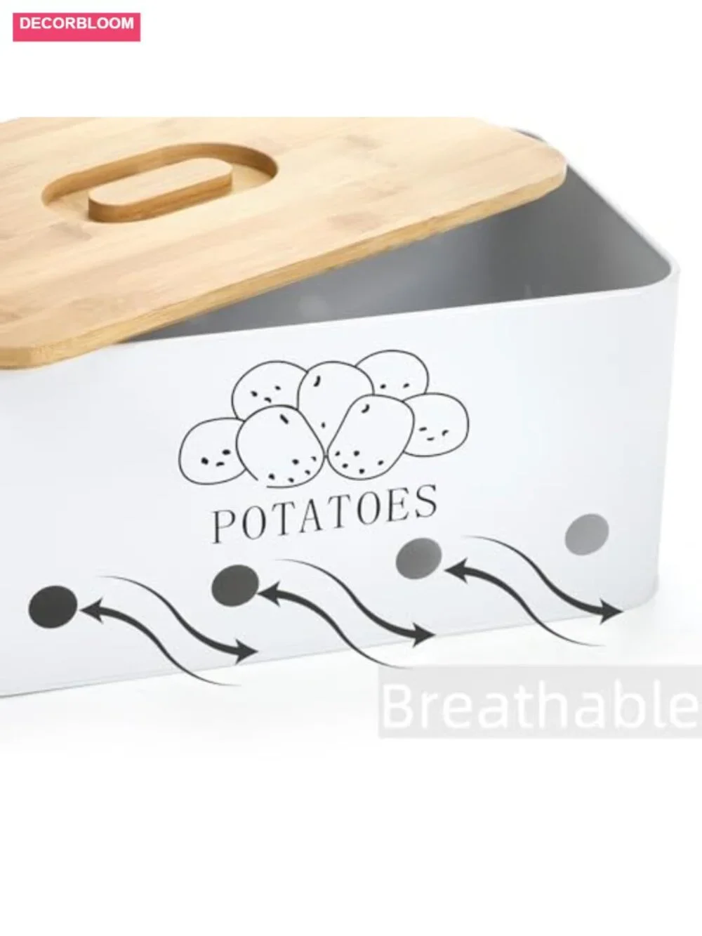 3 Pack Potato Onion Garlic Storage Set with Bamboo Lids, Metal Containers